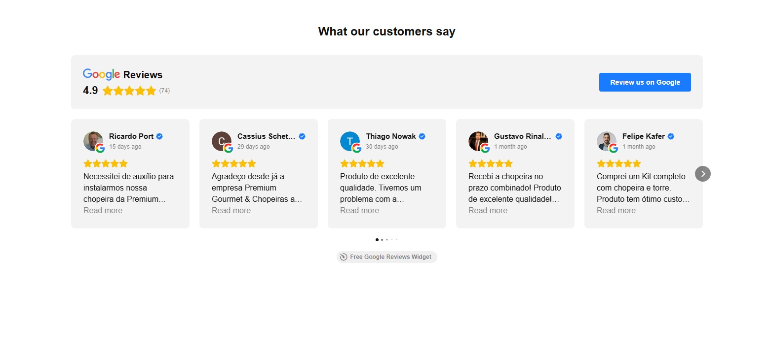 Google Reviews Premium Gourmet Chopeiras